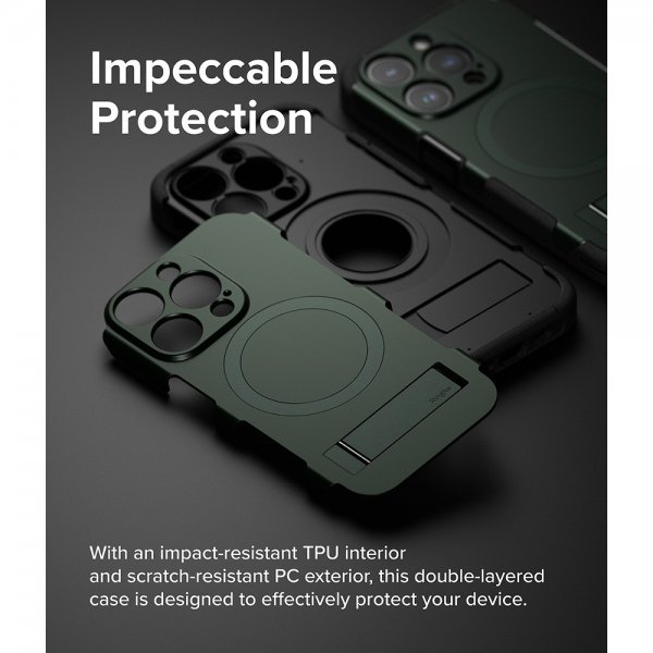 Ringke iPhone 15 Pro -suojakuori Alles MagSafe, tummanvihreä