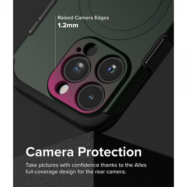 Ringke iPhone 15 Pro -suojakuori Alles MagSafe, tummanvihreä