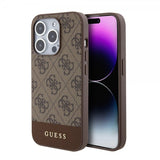 Guess iPhone 15 Pro kuoret Bottom Stripe MagSafe ruskea