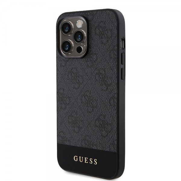 Guess iPhone 15 Pro Kuori Bottom Stripe MagSafe Musta