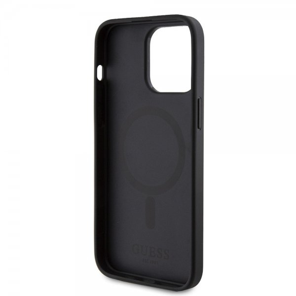 Guess iPhone 15 Pro Kuori Bottom Stripe MagSafe Musta