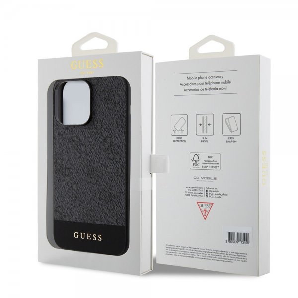 Guess iPhone 15 Pro Kuori Bottom Stripe MagSafe Musta