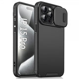 iPhone 15 Pro -suojakuori kameralinssin liu'ulla, musta