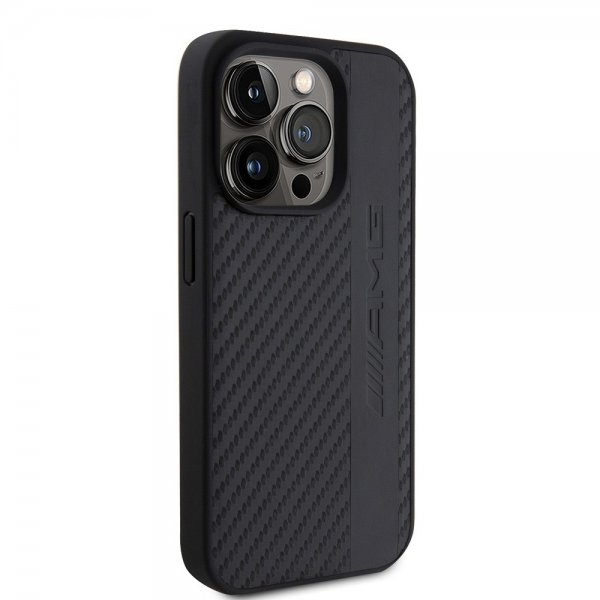 Mercedes Benz iPhone 15 Pro Kuori Hiilikuituvaikutelma Nahkaremmi AMG Musta