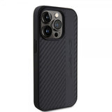 Mercedes Benz iPhone 15 Pro Kuori Hiilikuituvaikutelma Nahkaremmi AMG Musta