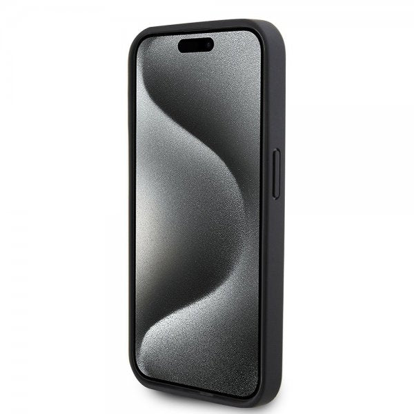 Mercedes Benz iPhone 15 Pro Kuori Hiilikuituvaikutelma Nahkaremmi AMG Musta