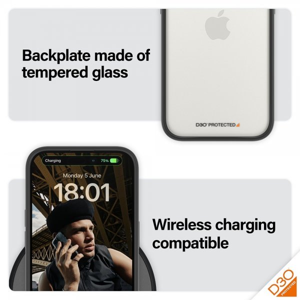 PanzerGlass iPhone 15 Pro -suojakuori ClearCase D3O, musta