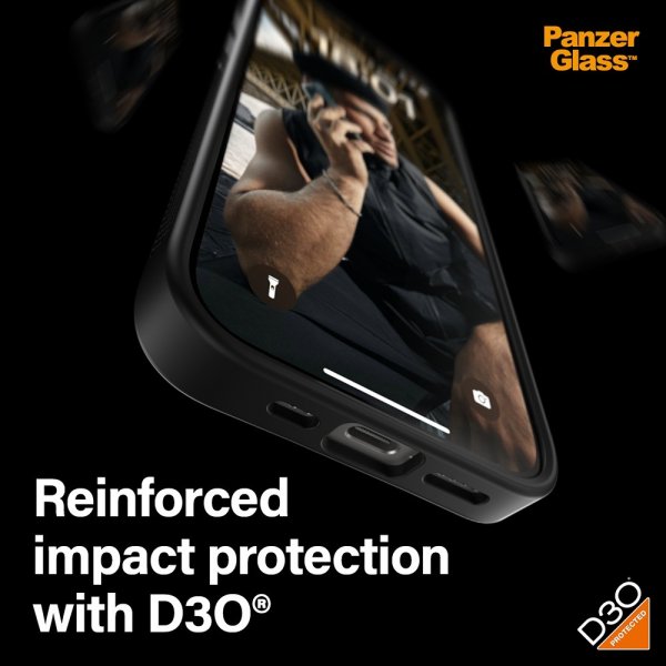 PanzerGlass iPhone 15 Pro -suojakuori ClearCase D3O, musta