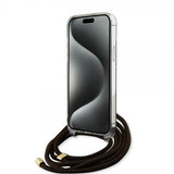 Guess iPhone 15 Pro -suojakuori Crossbody Cord, ruskea
