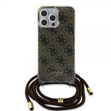 Guess iPhone 15 Pro -suojakuori Crossbody Cord, ruskea