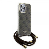 Guess iPhone 15 Pro -suojakuori Crossbody Cord, ruskea