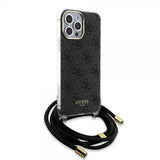 Guess iPhone 15 Pro -suojakuori, Crossbody-naru, musta
