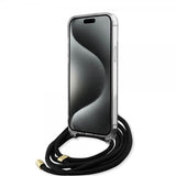 Guess iPhone 15 Pro -suojakuori, Crossbody-naru, musta
