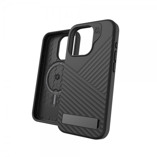 ZAGG iPhone 15 Pro -suojakuori Denali Snap Kickstand Musta