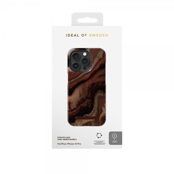 Ideal of Sweden iPhone 15 Pro -kuori Fashion Case MagSafe Dark Amber Marble