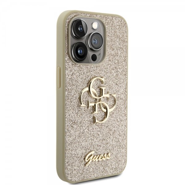 Guess iPhone 15 Pro Kuori Fixed Glitter Kulta