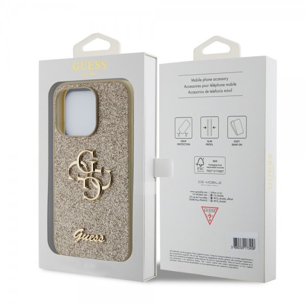 Guess iPhone 15 Pro Kuori Fixed Glitter Kulta