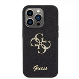 Guess iPhone 15 Pro -suojakuori Fixed Glitter, musta