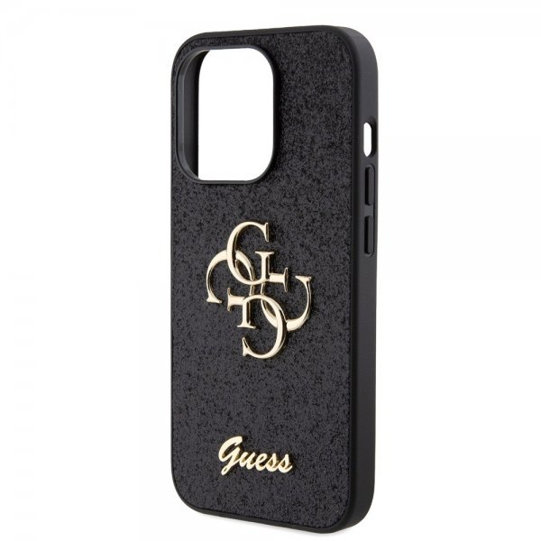Guess iPhone 15 Pro -suojakuori Fixed Glitter, musta