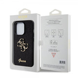 Guess iPhone 15 Pro -suojakuori Fixed Glitter, musta