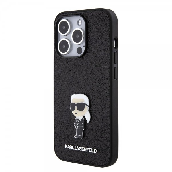 Karl Lagerfeld iPhone 15 Pro Kuori Fixed Glitter Musta