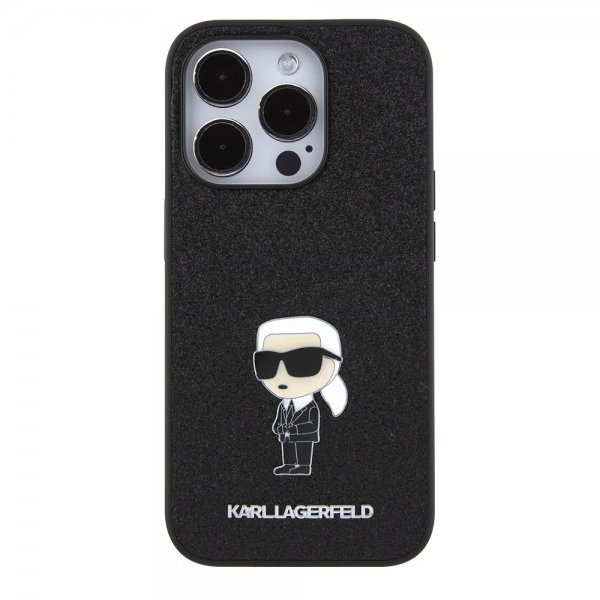 Karl Lagerfeld iPhone 15 Pro Kuori Fixed Glitter Musta