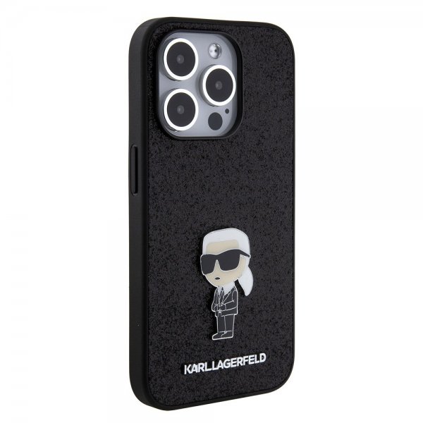 Karl Lagerfeld iPhone 15 Pro Kuori Fixed Glitter Musta