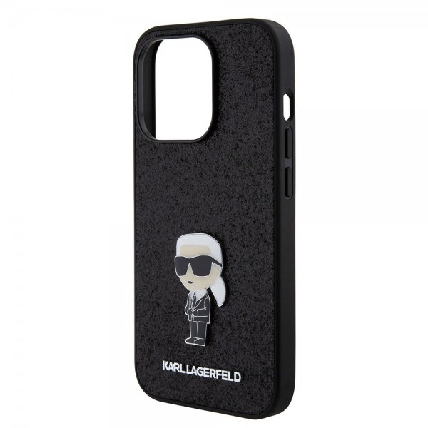 Karl Lagerfeld iPhone 15 Pro Kuori Fixed Glitter Musta