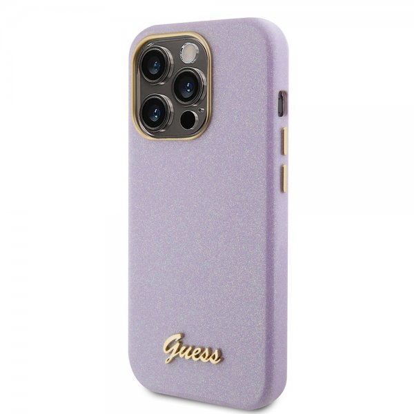 Guess iPhone 15 Pro -kuori, täysi kimalle, Wrapped Lilac