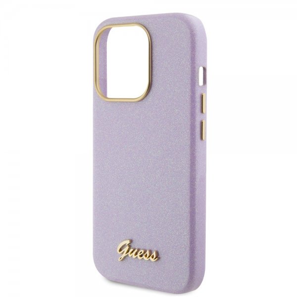 Guess iPhone 15 Pro -kuori, täysi kimalle, Wrapped Lilac