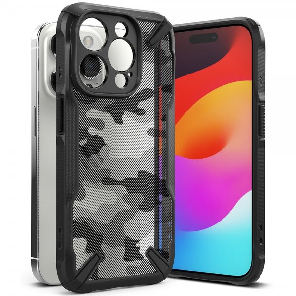 Ringke iPhone 15 Pro -suojakuori Fusion X Design Camo Black