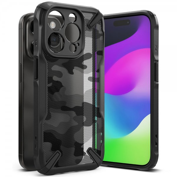 Ringke iPhone 15 Pro -suojakuori Fusion X Design Camo Black