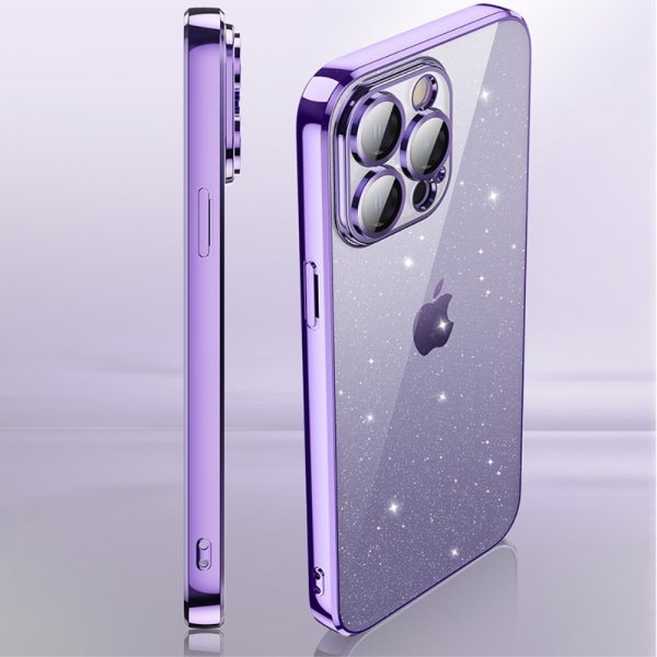 X-Level iPhone 15 Pro Kuori Glitter Läpinäkyvä Musta