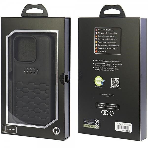 Audi iPhone 15 Pro -suojakuori GT Synthetic Leather Black