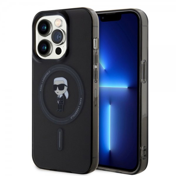 Karl Lagerfeld iPhone 15 Pro -kuori Ikonik MagSafe Musta