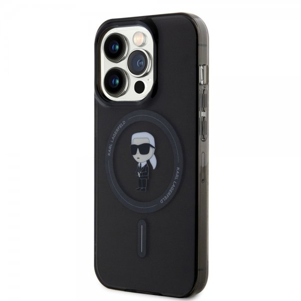 Karl Lagerfeld iPhone 15 Pro -kuori Ikonik MagSafe Musta