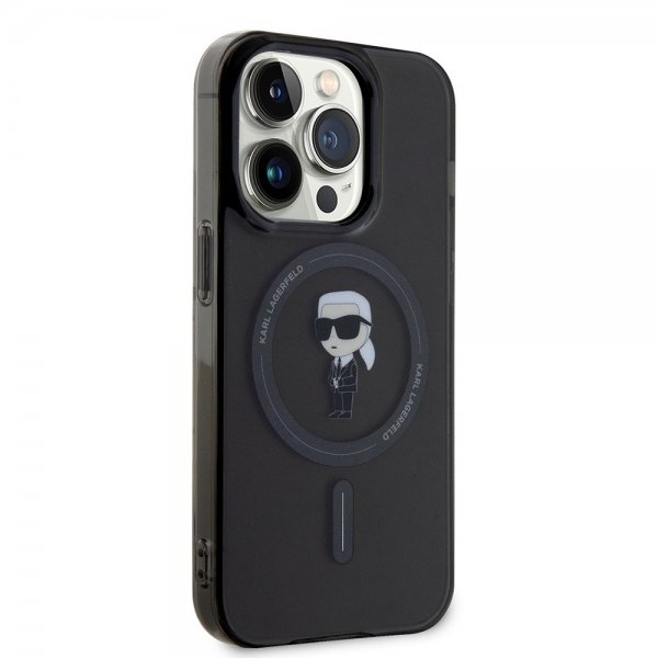 Karl Lagerfeld iPhone 15 Pro -kuori Ikonik MagSafe Musta
