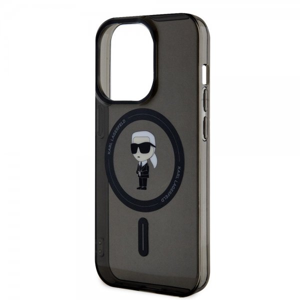 Karl Lagerfeld iPhone 15 Pro -kuori Ikonik MagSafe Musta