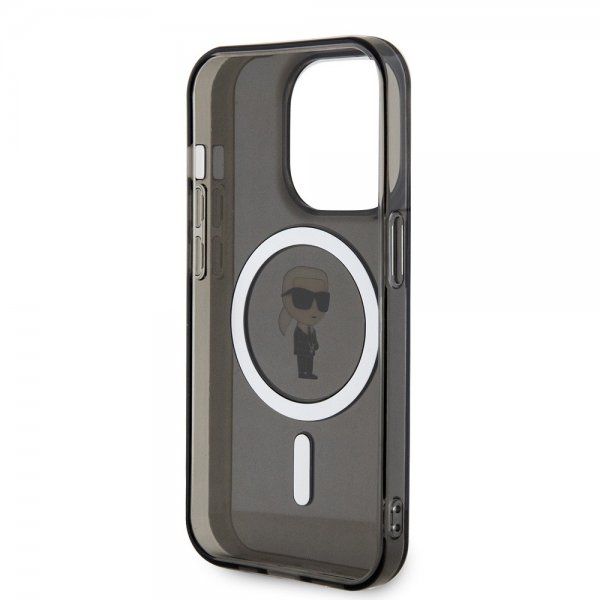 Karl Lagerfeld iPhone 15 Pro -kuori Ikonik MagSafe Musta