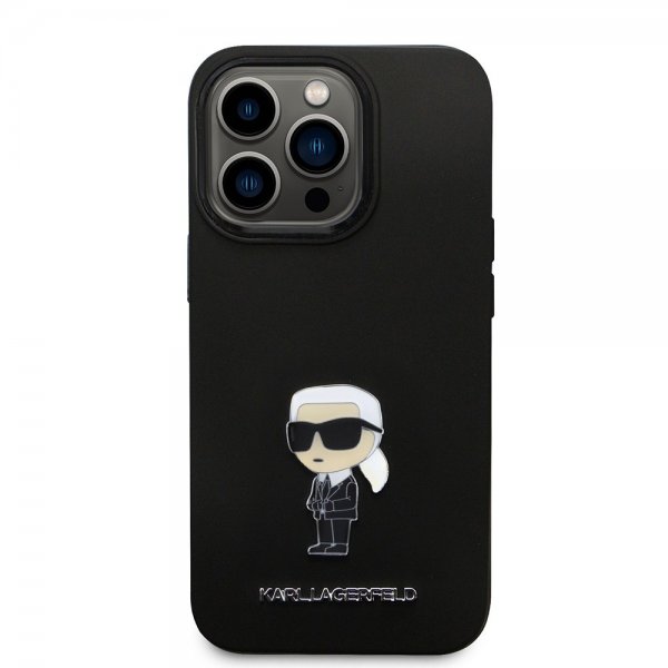 Karl Lagerfeld iPhone 15 Pro Kuori Ikonik Metal Pin Musta