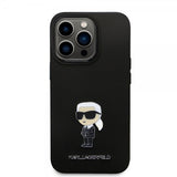 Karl Lagerfeld iPhone 15 Pro Kuori Ikonik Metal Pin Musta