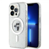 Karl Lagerfeld iPhone 15 Pro -kuori Karl & Choupette Glitter MagSafe läpinäkyvä