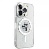 Karl Lagerfeld iPhone 15 Pro -kuori Karl & Choupette Glitter MagSafe läpinäkyvä