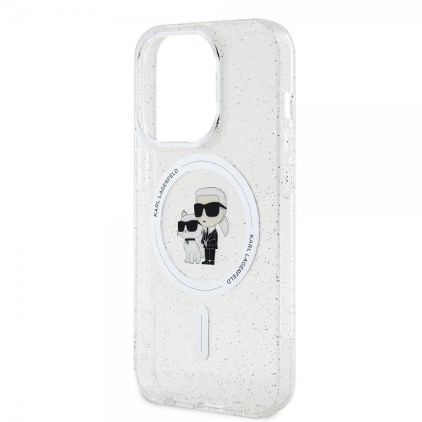 Karl Lagerfeld iPhone 15 Pro -kuori Karl & Choupette Glitter MagSafe läpinäkyvä