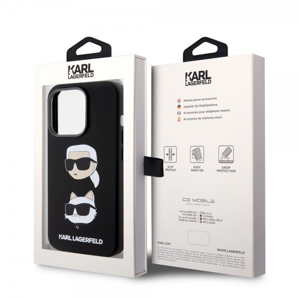 Karl Lagerfeld iPhone 15 Pro -kuori Karl & Choupette Musta