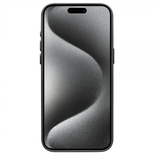 Qialino iPhone 15 Pro -kuori, keinonahkaa, MagSafe, musta