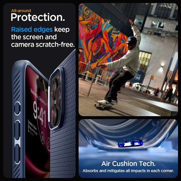 Spigen iPhone 15 Pro Liquid Air -suojakuori, tummansininen
