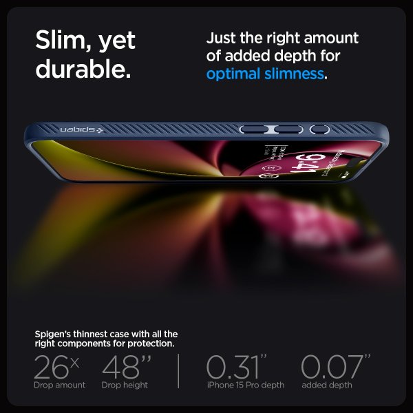Spigen iPhone 15 Pro Liquid Air -suojakuori, tummansininen