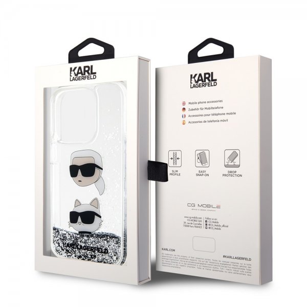 Karl Lagerfeld iPhone 15 Pro Kuori Liquid Glitter Karl & Choupette Hopea