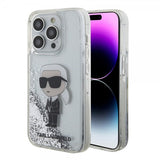 Karl Lagerfeld iPhone 15 Pro Kuoret Liquid Glitter NFT Karl Silver
